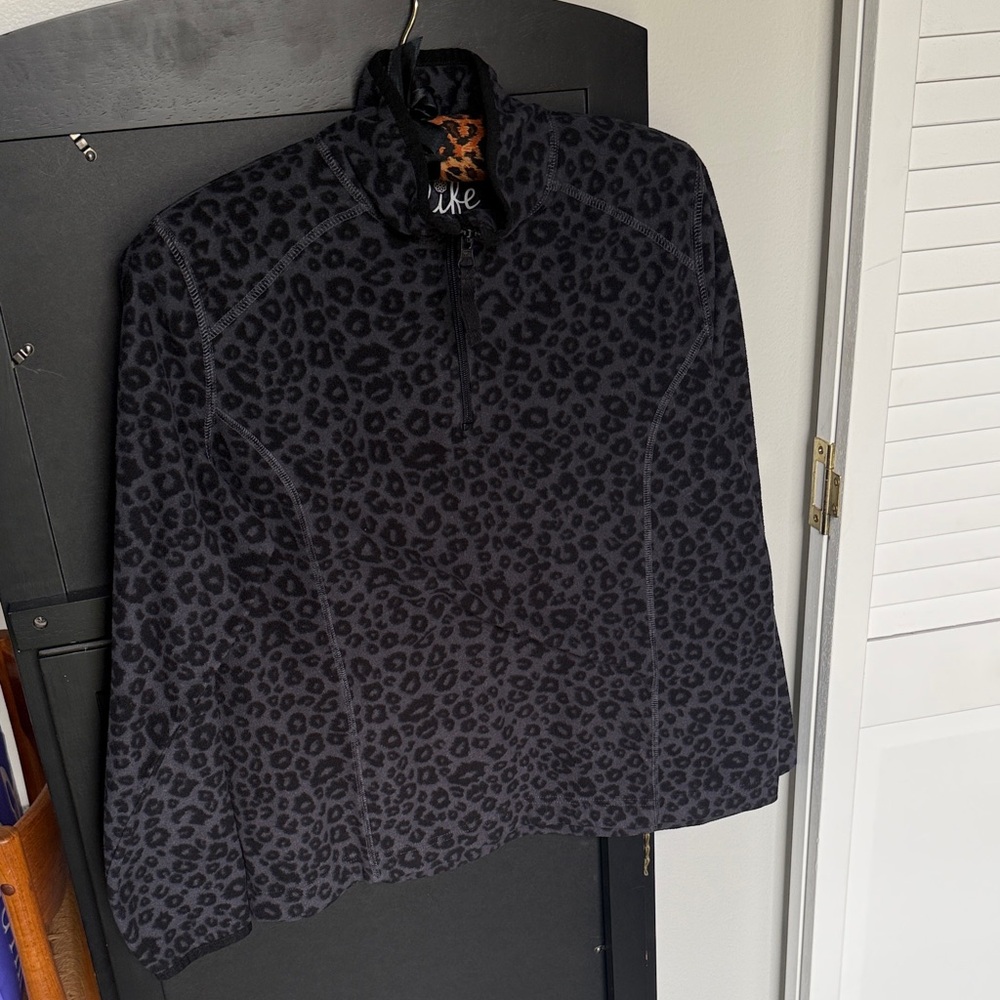 Leopard Print Quarter-Zip Pullover